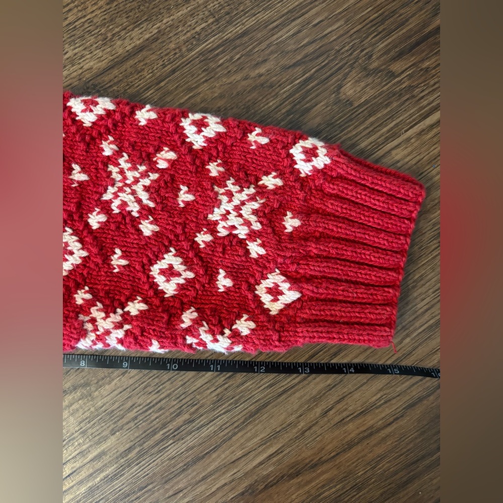 Vintage Ralph Lauren Hand-Knit Red and White Snowflake Sweater Cotton XL - Picture 8 of 9